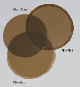 Polyethylene Naphthalate (PEN) and glass bonded by the modified surface activated bonding (SAB) method. &copy; Tadatomo Suga