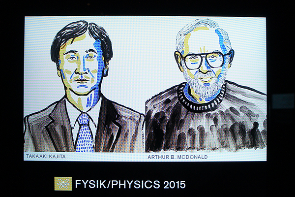 2015.12.04 The achievements of this year's Nobel Prize recipients are displayed with their portraits at the Nobel Museum