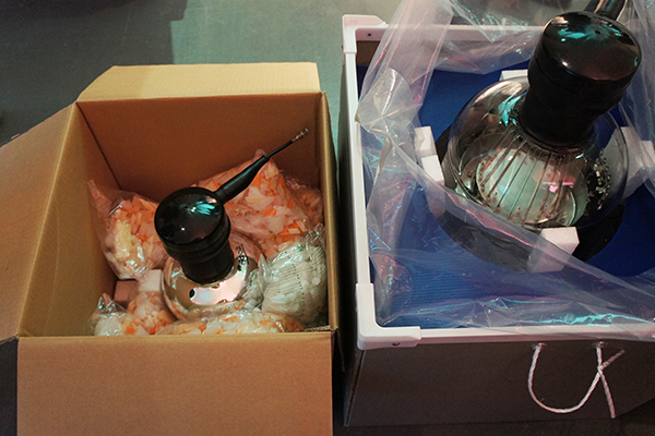 2015.12.06 The outer detector 20 cm-diameter (left) and inner detector 50 cm-diameter (right) photomultiplier tubes