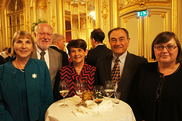 2015.12.08 Professor Kajita’s guests enjoying the celebratory reception at the Grand Hôtel. Among the guests are researchers who collaborated with the professor