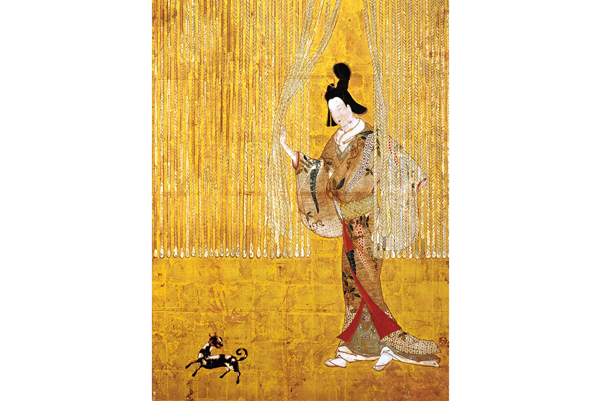 Section of Nawa-noren zu byobu (“Folding Screen Depicting a Rope Curtain”)
